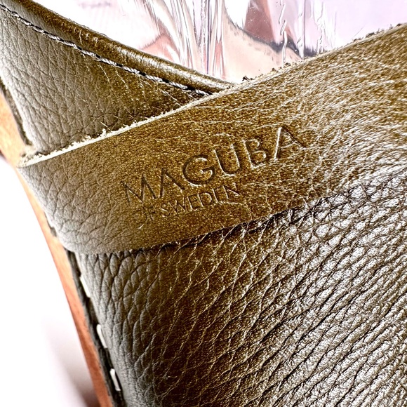 Maguba of Sweden Berkeley Olive Leather Clogs Size 37 US 7 - Picture 5 of 10